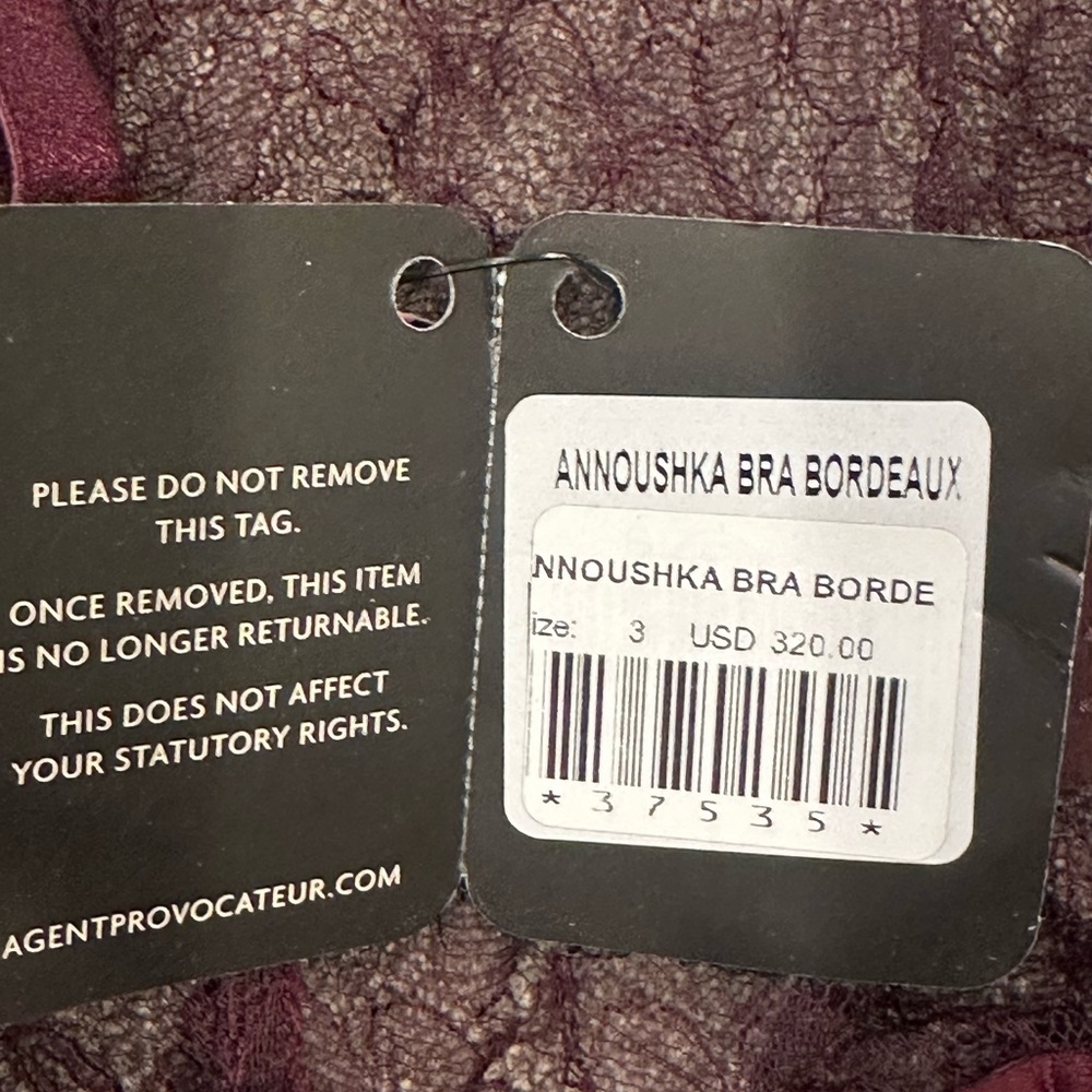 NWT Agent Provocateur Lace High Neck Bra in BORDEAUX color. Size AP 3 US 34 C - Picture 6 of 6